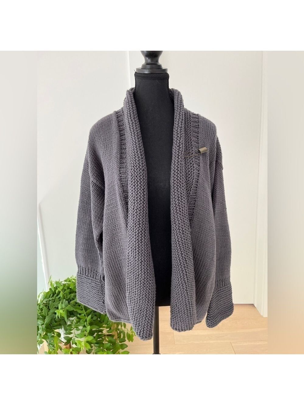 PURE HANDKNIT Chunky Knit Open Front Cardigan Cozy NWT Neutral Layer Lagenlook